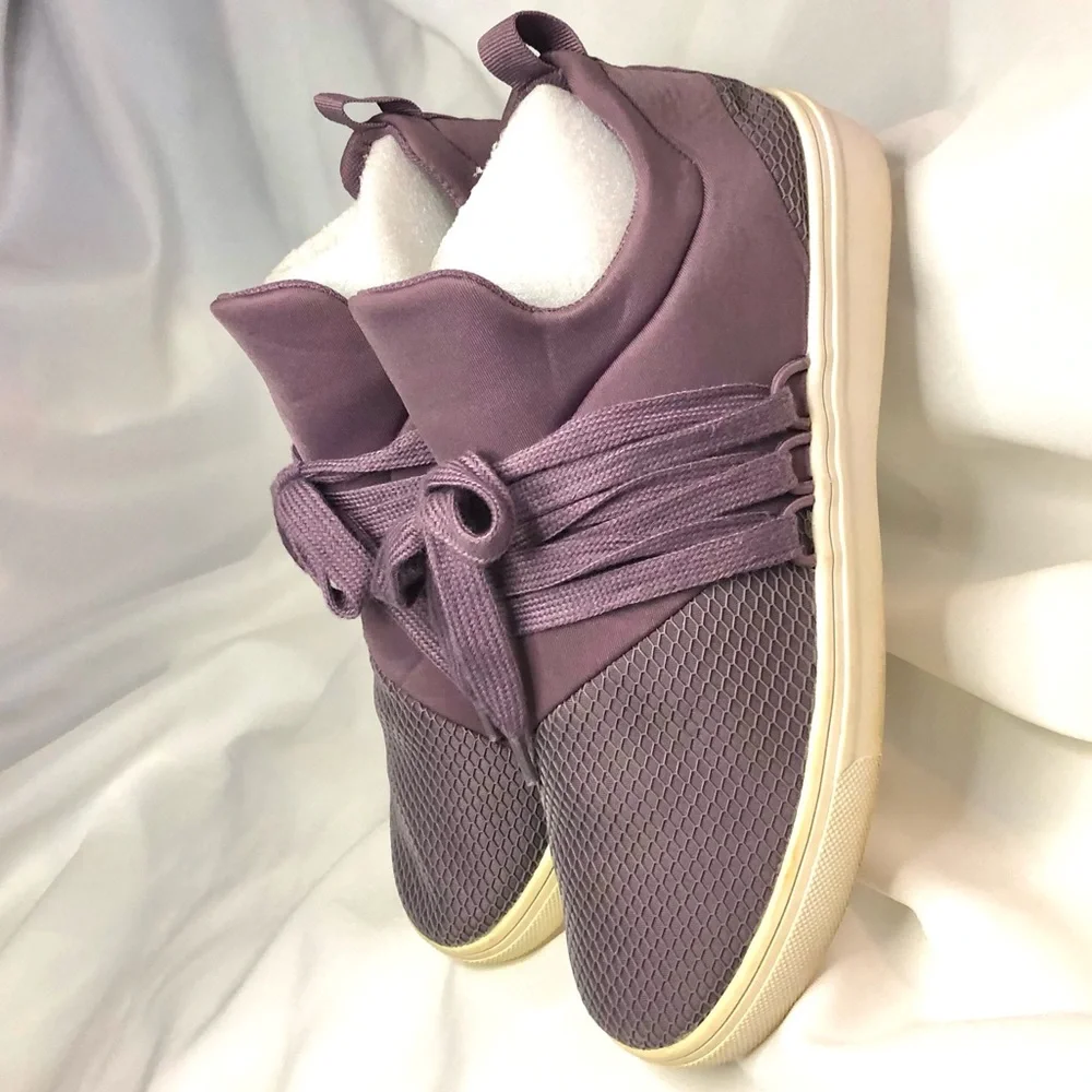 Women’s Lilac High-Top Sneakers - Casual Lace-Up Comfort